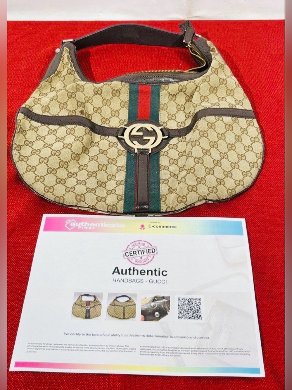 Authentic Gucci GG Canvas Web Reins Hobo Bag